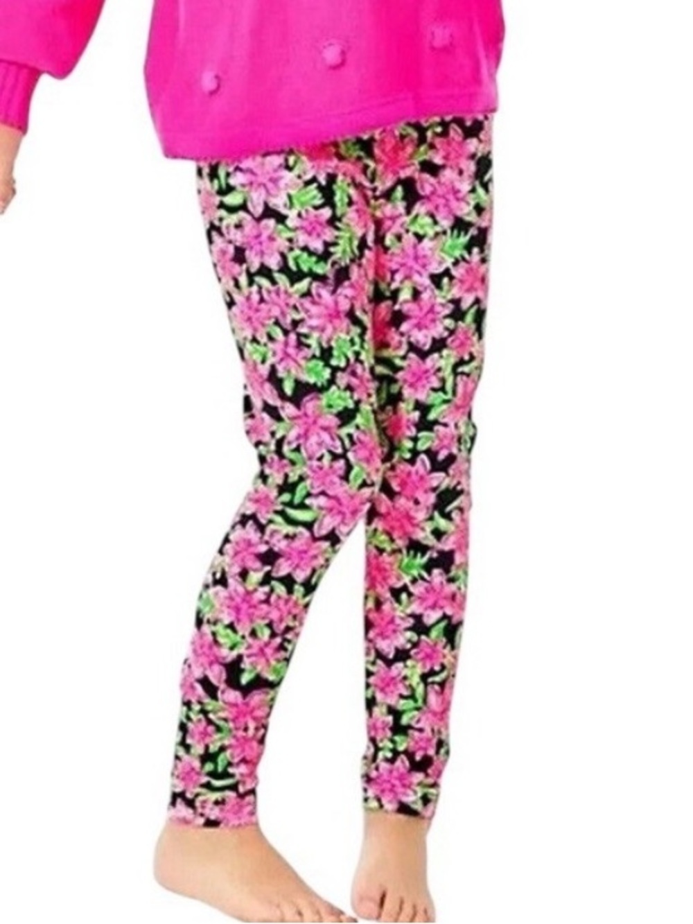 Lilly Pulitzer Girls Maia Leggings "Onyx Lil Lilly" Print Small Medium 6-7